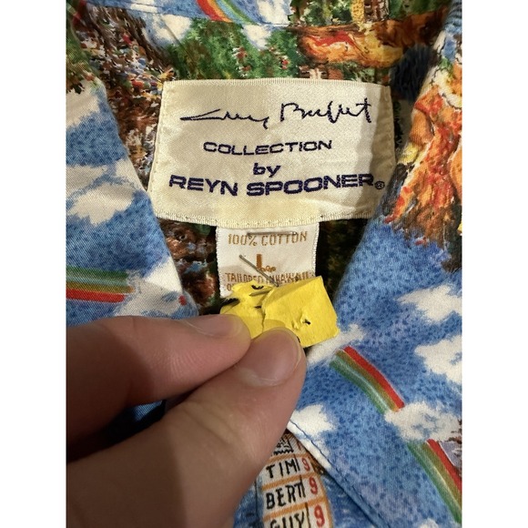 VTG 90s Reyn Spooner Guy Buffet Hawaiian Shirt Men's L Golf Landscape Rainbow - Picture 6 of 8